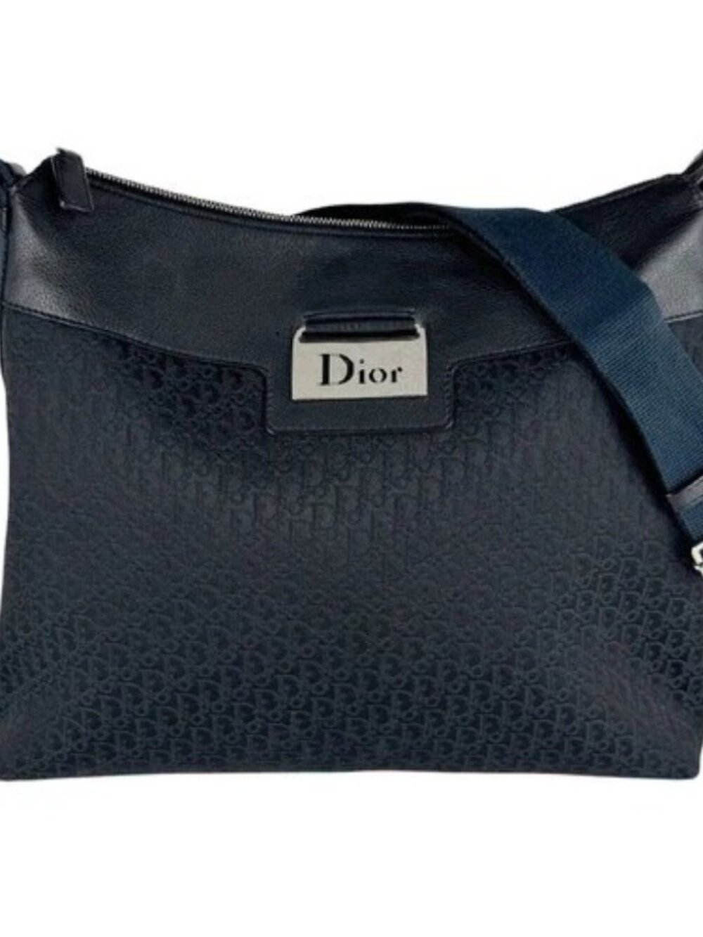 Auth Christian Dior Shoulder Bag Black Nylon Canvas/Leather/Silvertone - z10116